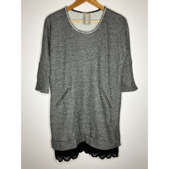 Anthropologie Dolan Women's Small Gray Zippered Pockets Tunic Sweater Dress - Picture 1 of 9